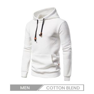 Men Casual Pullover Plaid Jacquard Quilted Cotton Fabric Hoodie Custom
